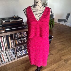 GUESS lacey tiered dress hot pink